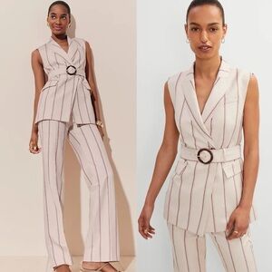 Ann Taylor Pinstripe Belted Vest in Multicolor
